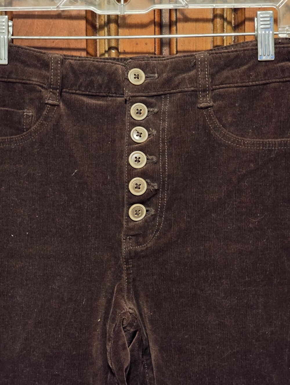 Pilcro Women’s Aubergine Corduroy Button Fly Skinny Pants Stretch Pockets Sz 30 - Picture 2 of 8